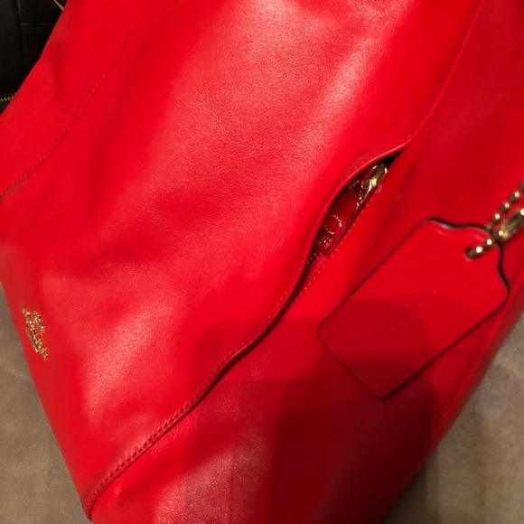 Red/Orange Hobo Coach Bag Tote - Picture 2 of 6